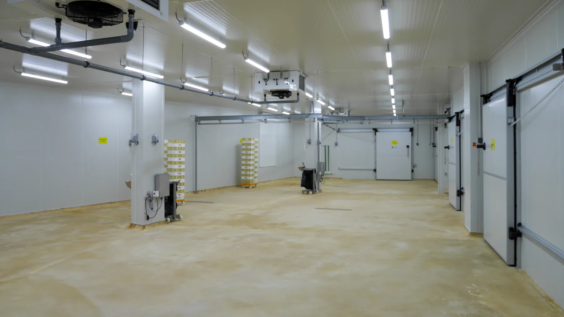Le laboratoire de découpe, poteaux et postes de lavage